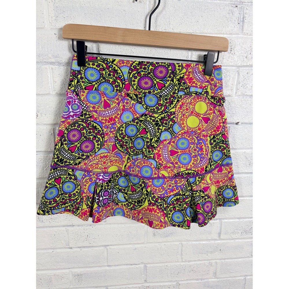 Dona Jo Sugar Skull Skort Womens Size 1 Multicolor Tennis Golf Athletic Skirt